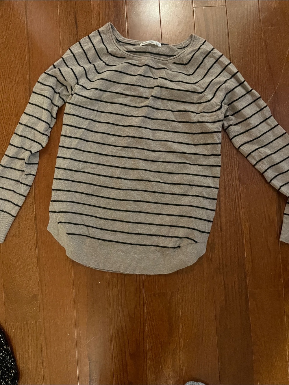 Women’s beige and Black Striped Long-Sleeve sweater